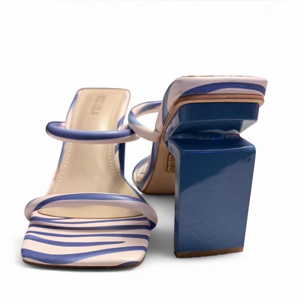 Miss Lola Blue and Cream Strappy Heels
